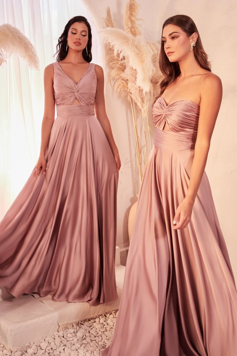 Strapless A-Line Satin Keyhole Dress