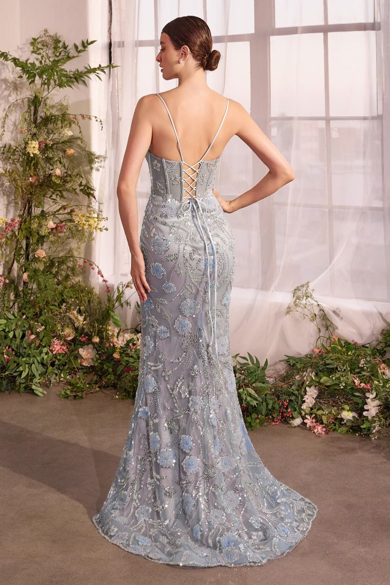 Metallic Floral Mermaid Gown