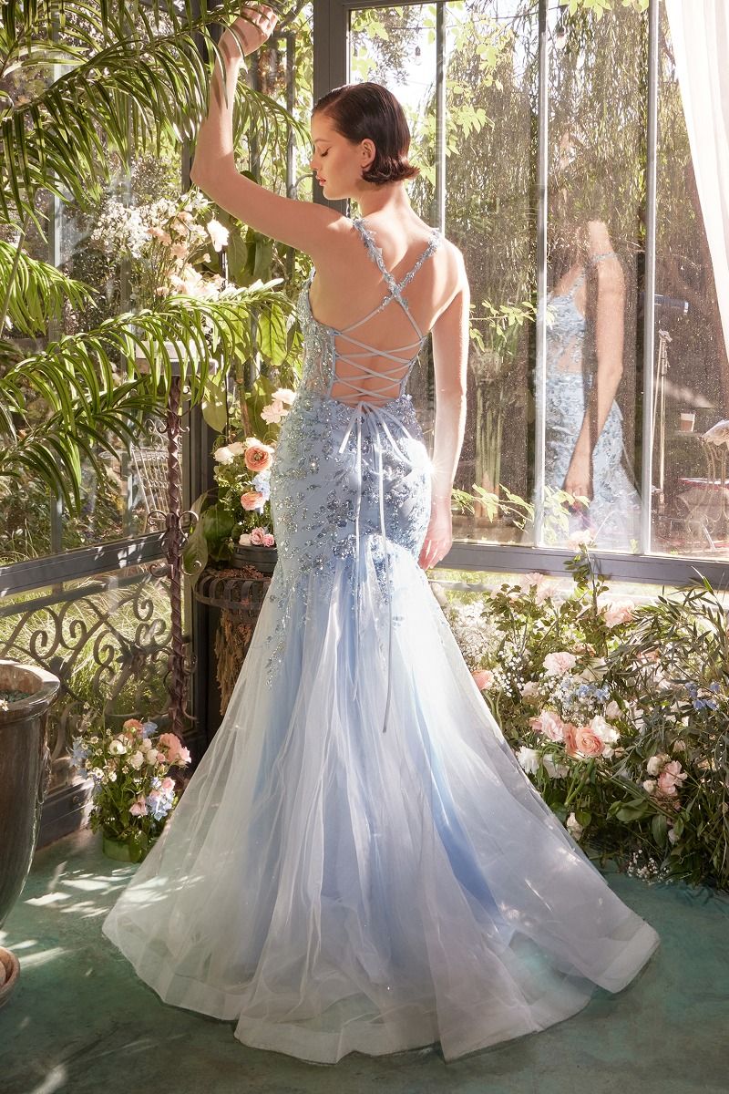 Sequin Lace Applique Mermaid Gown