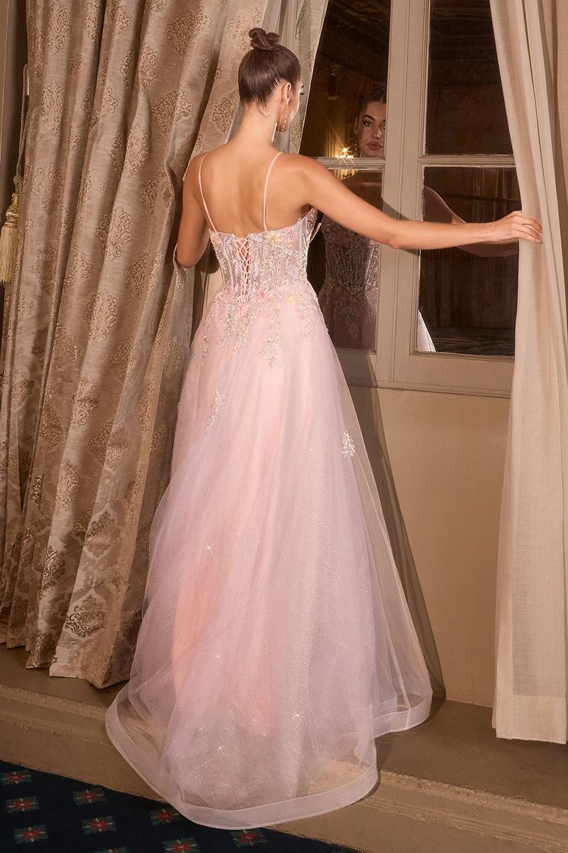 Floral A-Line Layered Glitter Tulle Dress