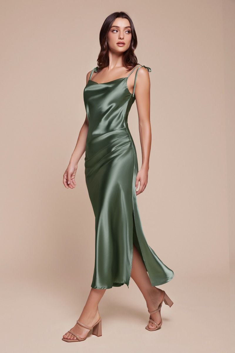 Slim Fit Satin Midi Dress