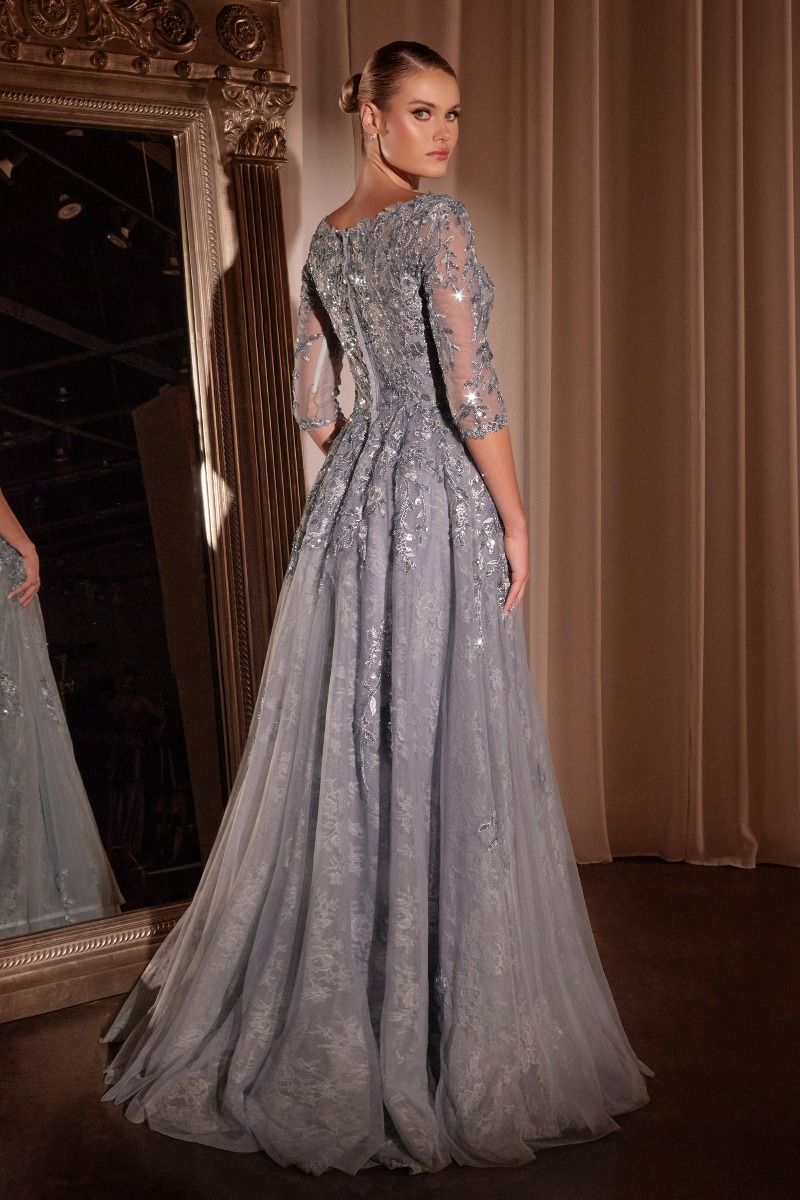 A-Line Lace & Tulle Modest Gown