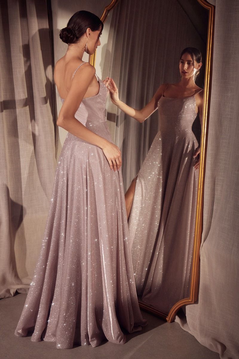 A-line dress with square neckline and thin straps