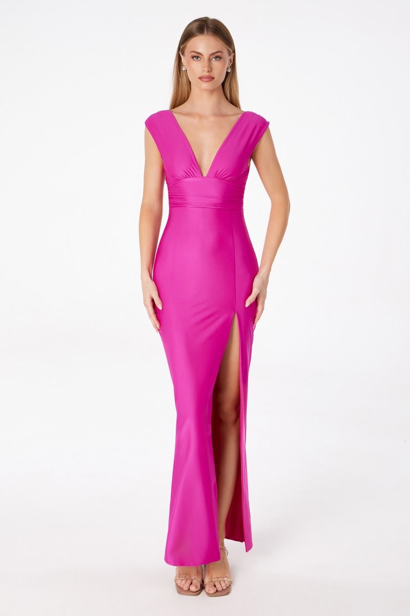 V-Neck Fitted Dress With Square Back