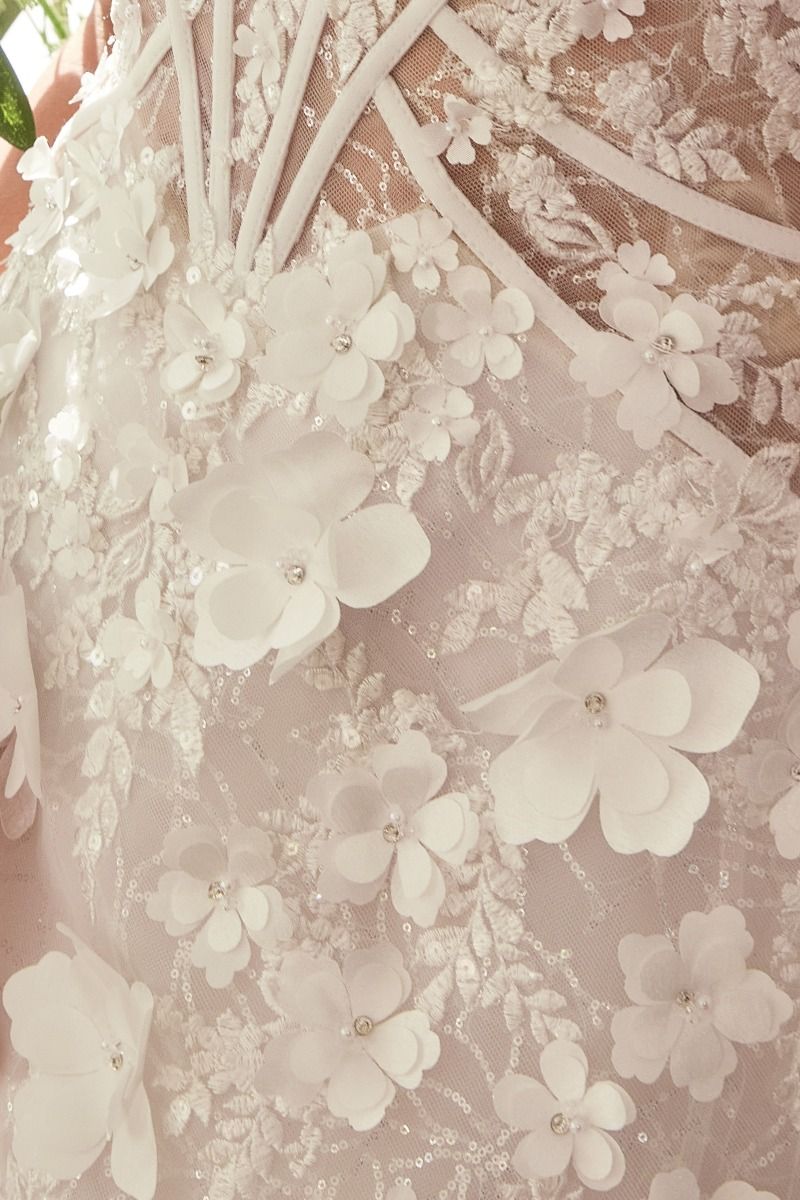 Deep Sweetheart Strapless Midi Short Bridal Dress
