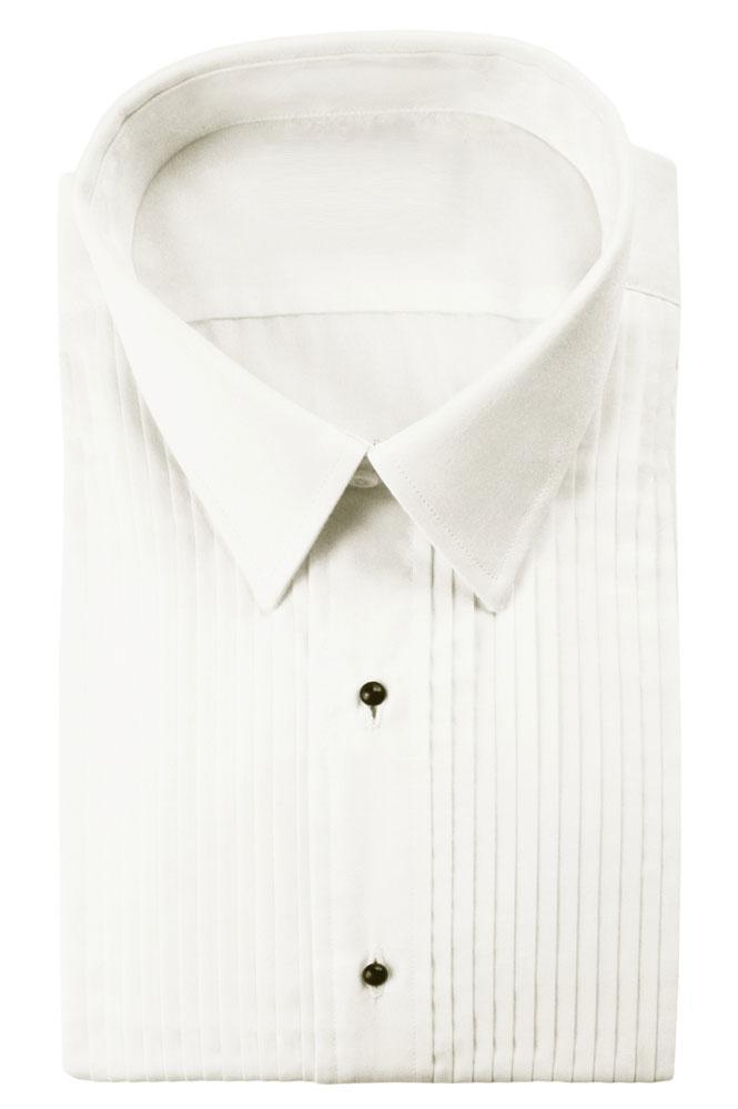 Enzo Ivory Pleated Laydown Tuxedo Classic Fit Shirt - XS /