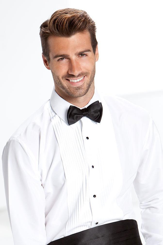 Enzo White Pleated Laydown Tuxedo Classic Fit Shirt - XS /