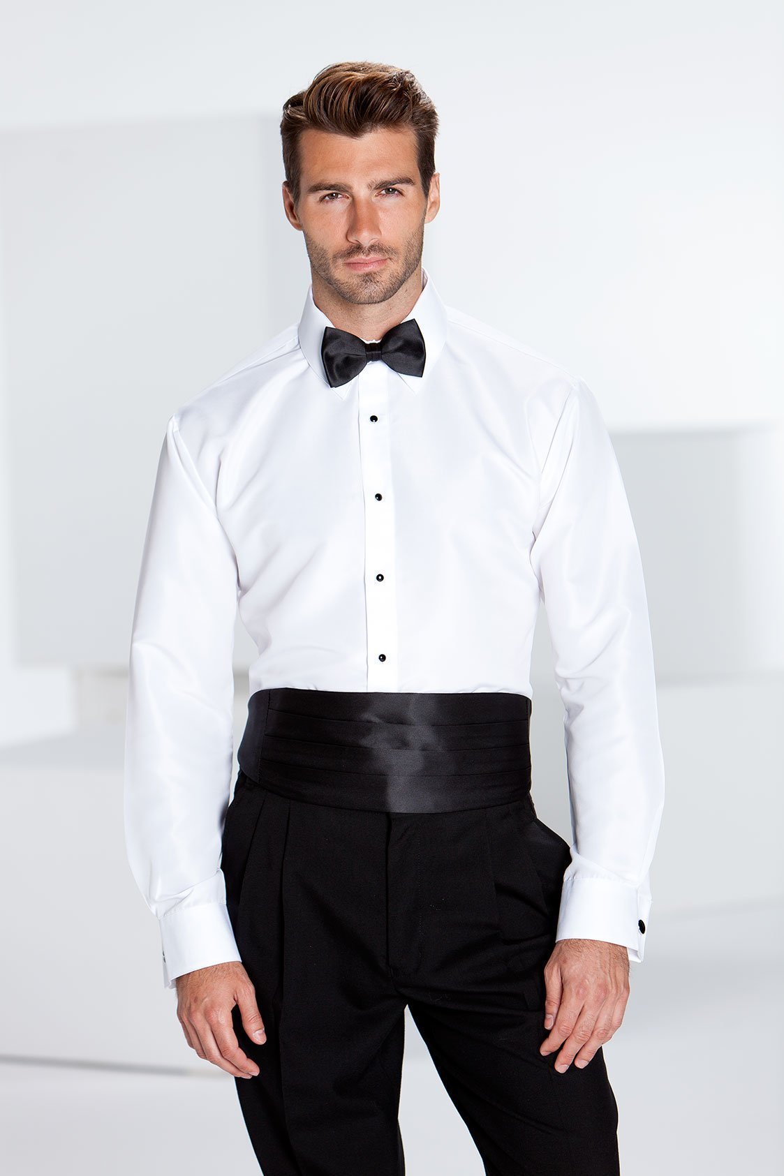 Lido White Laydown Tuxedo Slim Fit Shirt - XS / 30-31 -