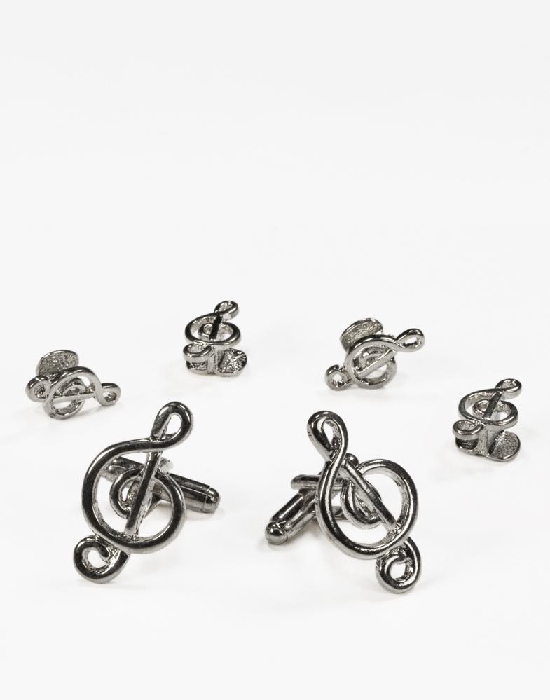 Musical G Clef Gold Studs and Cufflinks Set