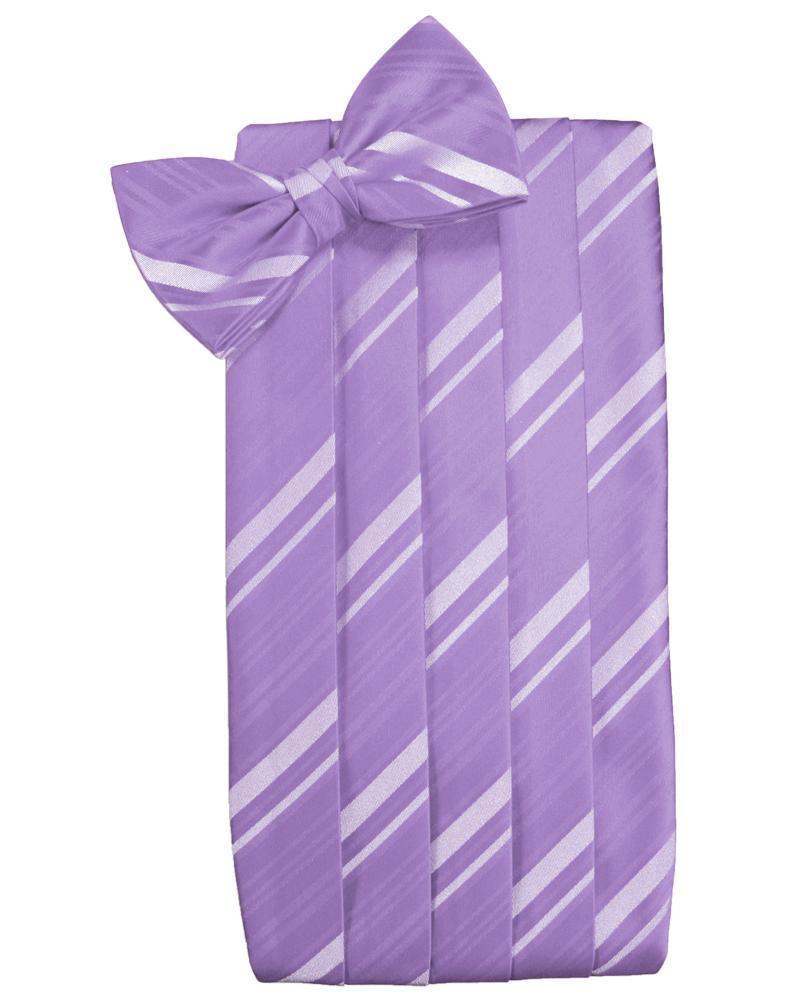Set Striped Satin Cummerbund & Bow Tie - Wisteria - Faja