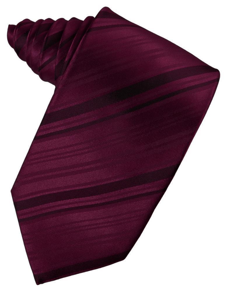 Striped Silk Necktie - Wine - corbata Caballero