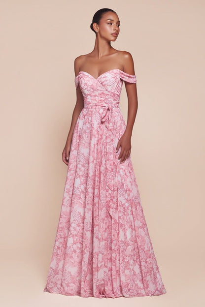 Off The Shoulder Floral Printed A-Line Dress