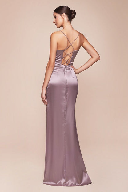 Corset Pleated Satin Gown - 2