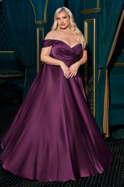 Satin A-Line Off The Shoulder Dress