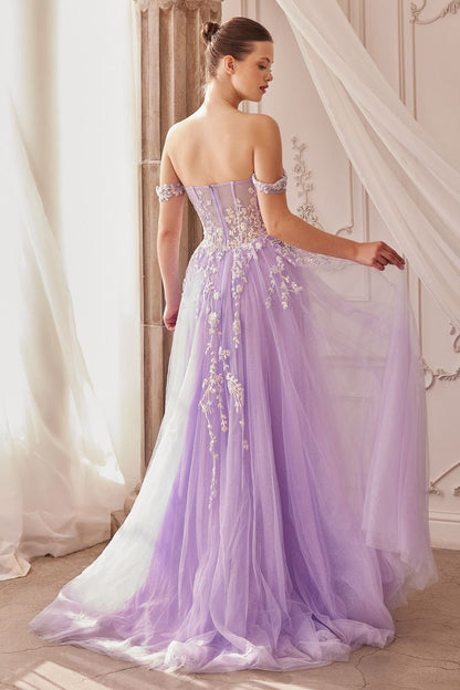 Off The Shoulder A-Line Layered Gown