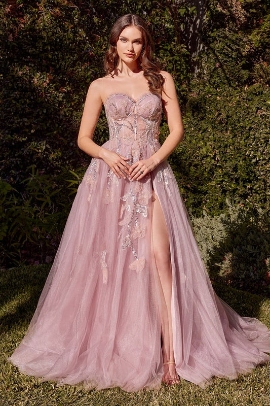 Strapless Blue Ball Gown