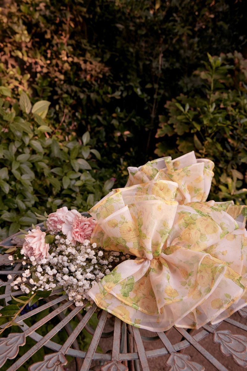 Strapless Floral Printed Ball Gown
