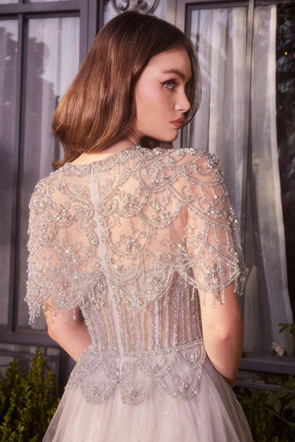 Capelet Crystal Bead Gown
