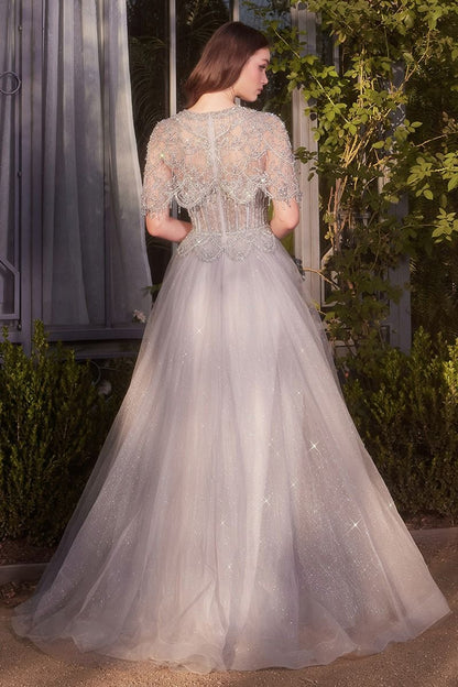 Capelet Crystal Bead Gown