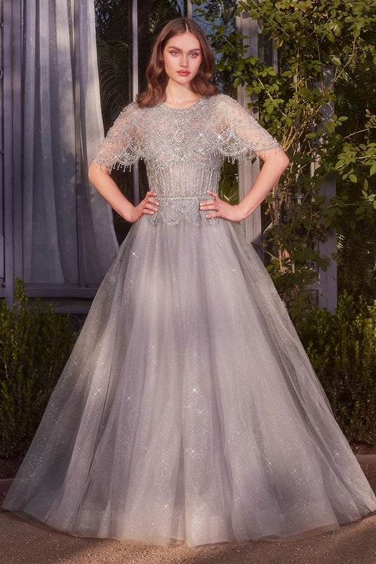 Capelet Crystal Bead Gown