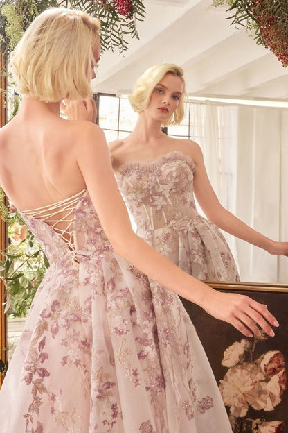 Romance Embroidery A-Line Corset Gown