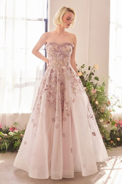 Romance Embroidery A-Line Corset Gown