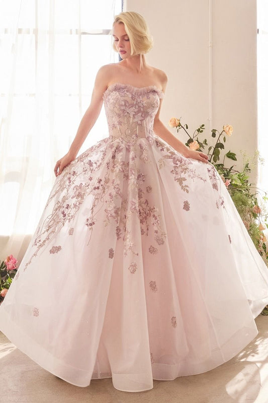 Romance Embroidery A-Line Corset Gown