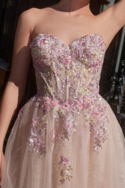 Summer Garden Applique A-Line Gown