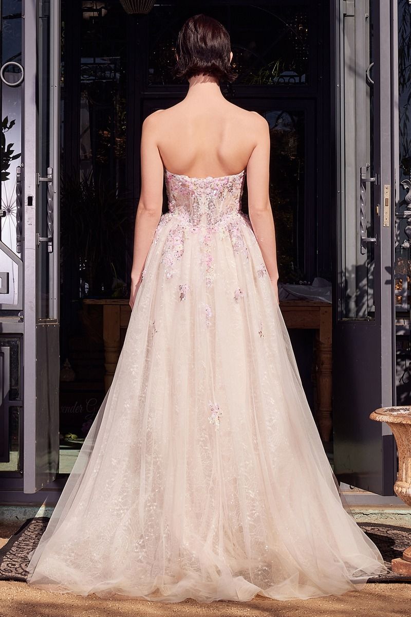 Summer Garden Applique A-Line Gown