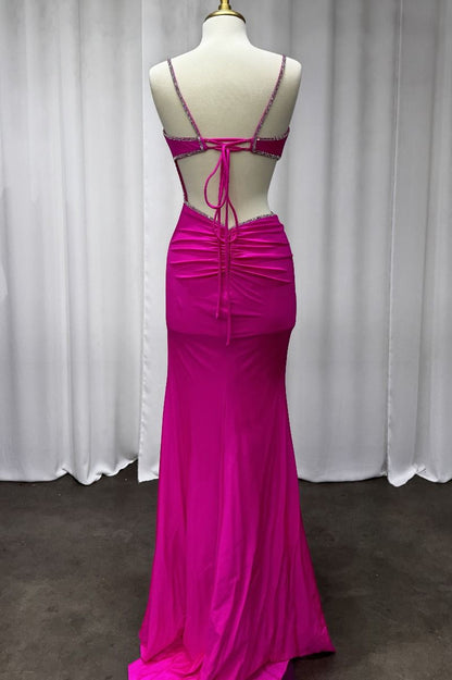 Fitted Cut Out Fuchsia Dress