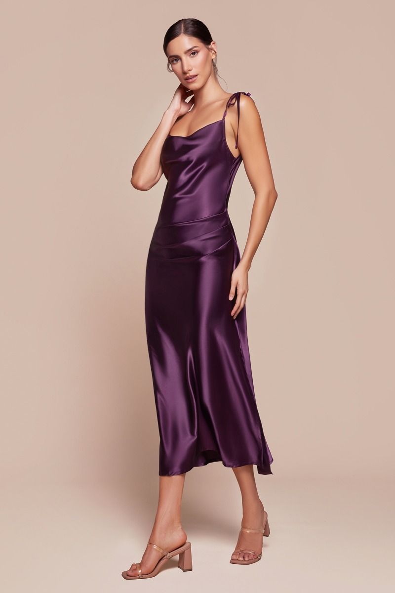Slim Fit Satin Midi Dress