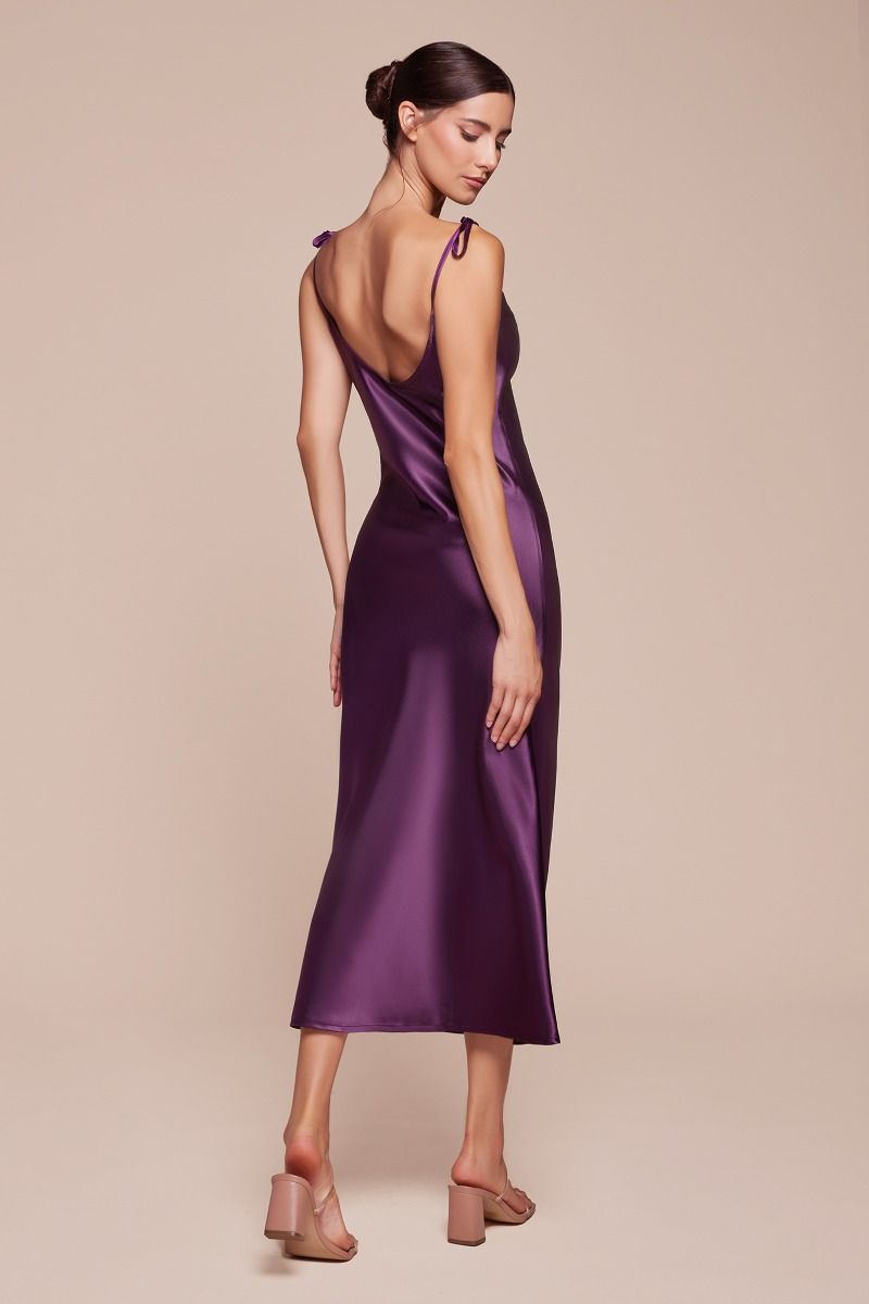 Slim Fit Satin Midi Dress