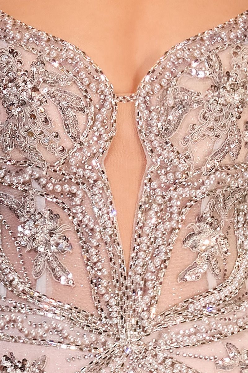 Pearl Embellished Fit & Flare Gown