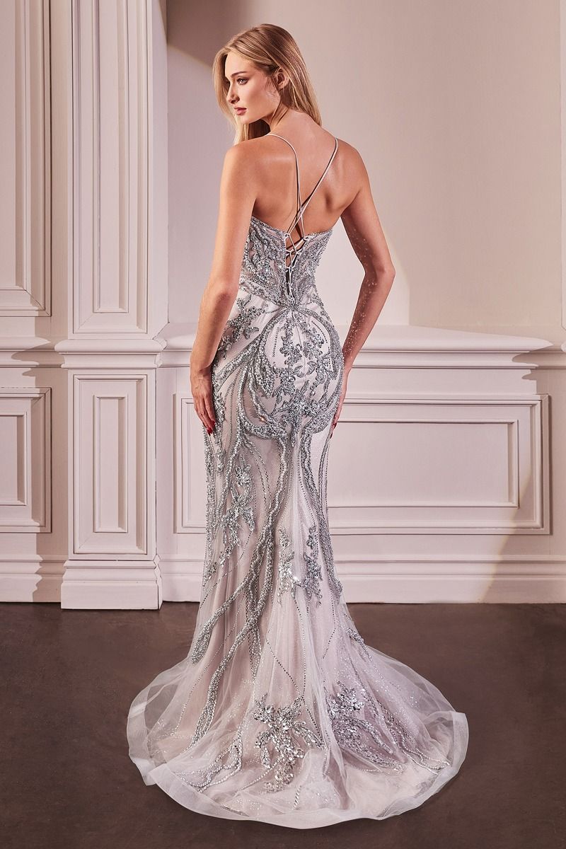 Pearl Embellished Fit & Flare Gown