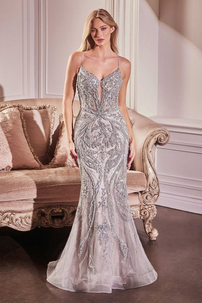 Pearl Embellished Fit & Flare Gown