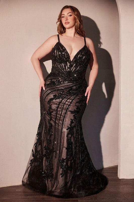 Curve Fitted Embellished Lace Gown