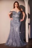 Off The Shoulder Beaded Curve Gown