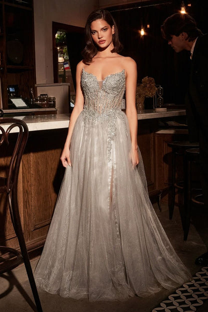 Strapless Layered Tulle A-Line Dress