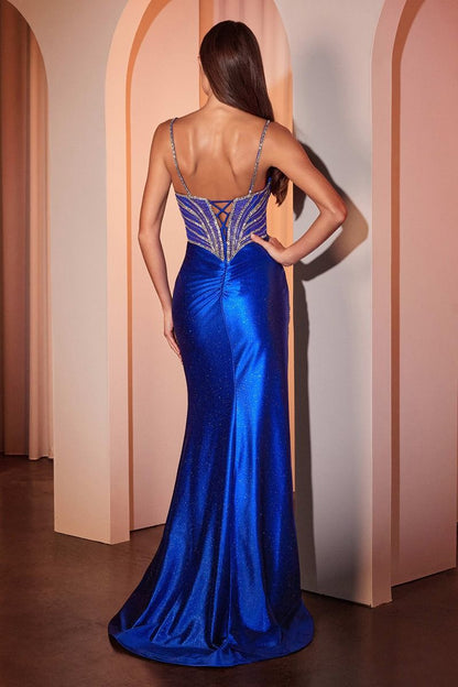 Soft Satin Fitted Dress With Crystal Embellished Details