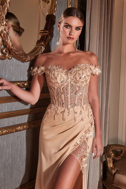 Floral Off The Shoulder Gown