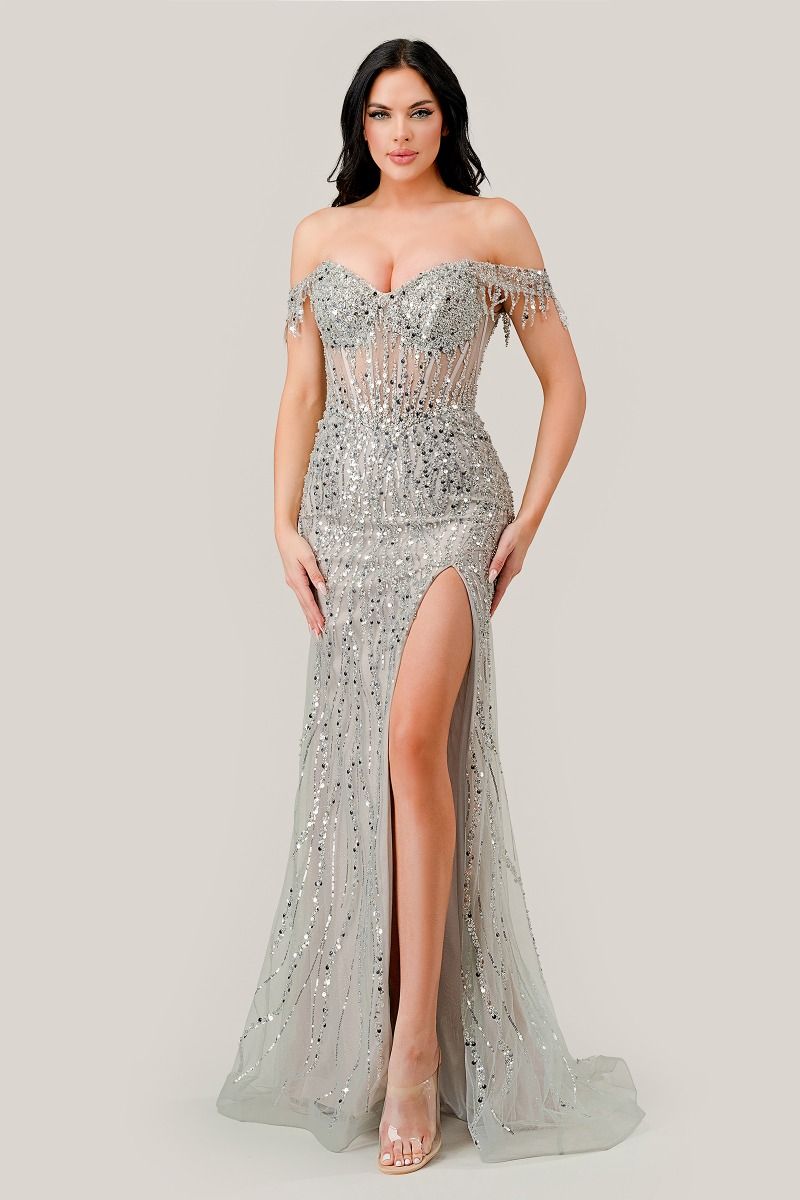 Off The Shoulder Sequin Gown 2