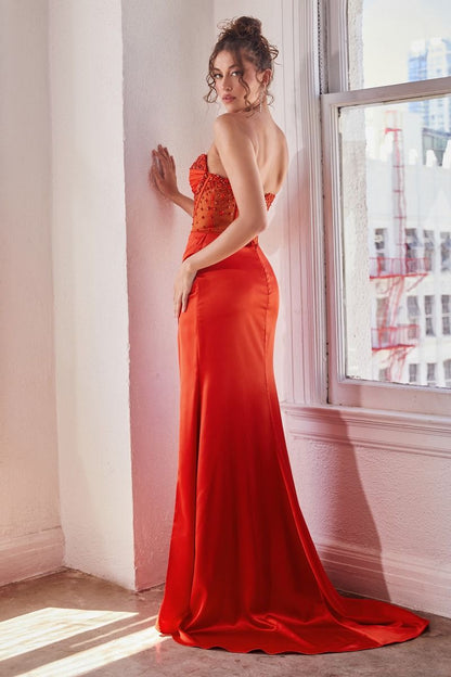 Daisy Embellished Satin Corset Gown