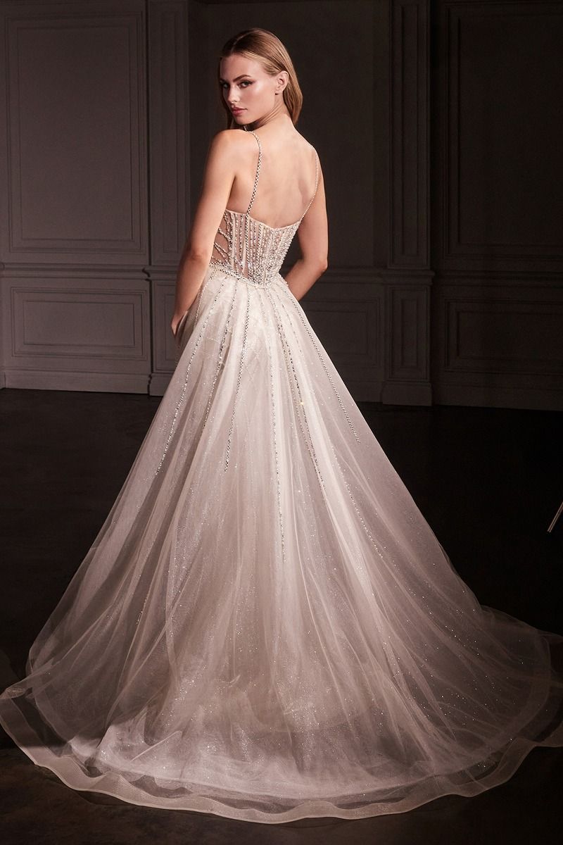 Fit & Flare Crystal Embellished Gown & Overskirt
