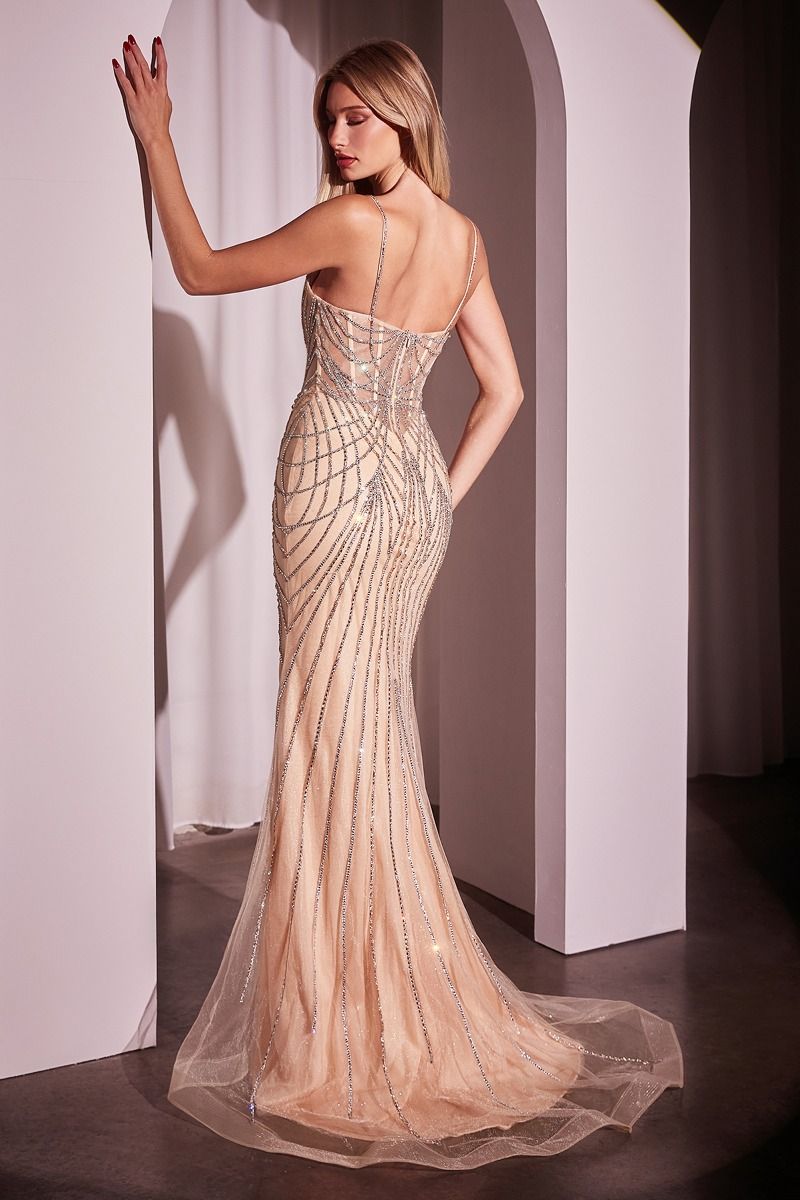 Fitted Pearl & Crystal Gown