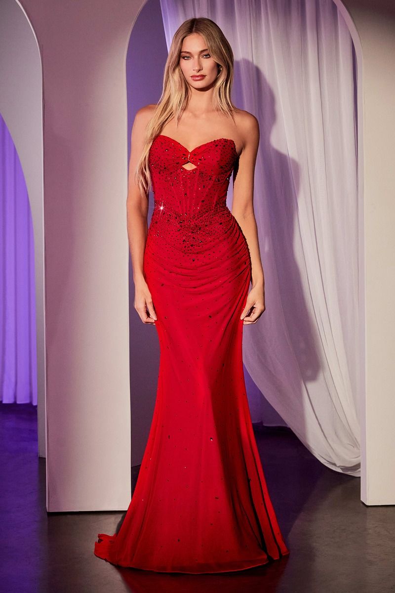 Fitted Stretch Net Rhinestone Embellished Dress