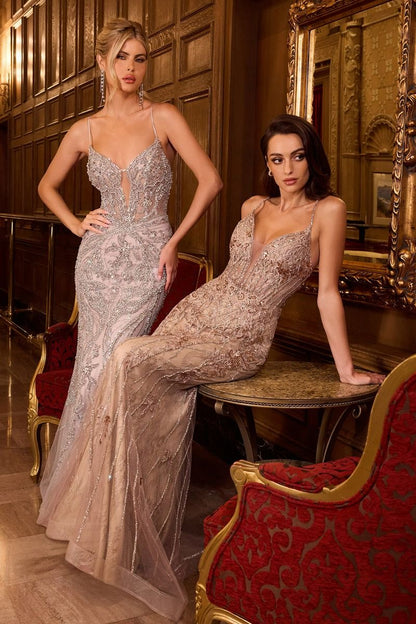 Pearl Embellished Fit & Flare Gown