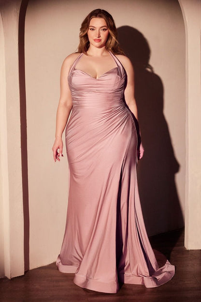 Halter stretch spandex fitted gown