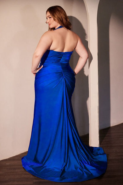 Halter stretch spandex fitted gown