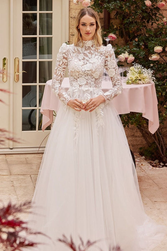 Long Sleeve Lace Wedding Ball Gown