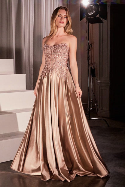 Off The Shoulder Lace & Satin A-Line Dress